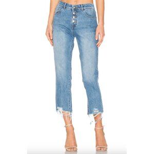 DL1961 Patti High Rise Straight Jeans in Vibrant Cropped Distressed Size 26